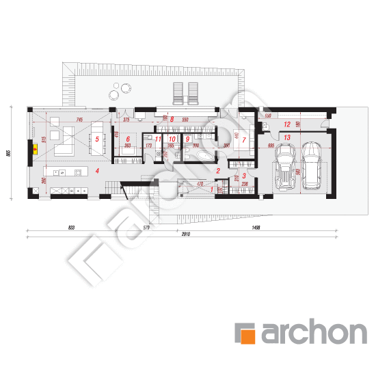 Проект будинку ARCHON+ Будинок у вересі (Г2А) План першого поверху