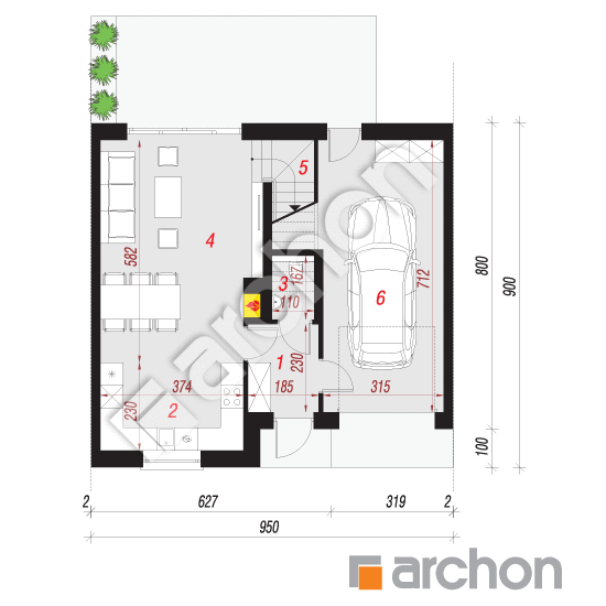 Проект будинку ARCHON+ Будинок в полині 2 (СА) План першого поверху