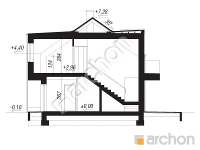 Проект дома ARCHON+ Дом в полыне 2 (СА) Розріз будинку