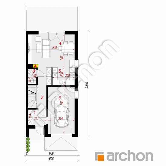 Проект будинку ARCHON+ Будинок в рівіях 5 (ГБ) План першого поверху