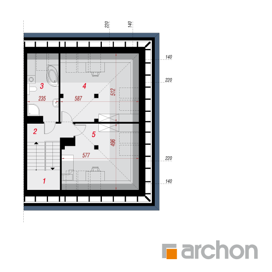 Проект будинку ARCHON+ Будинок в саговнику 3 (Б) вер. 2 План мансандри