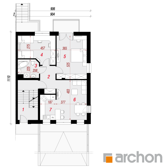 Проект будинку ARCHON+ Будинок в саговнику 3 (Б) вер. 2 План першого поверху