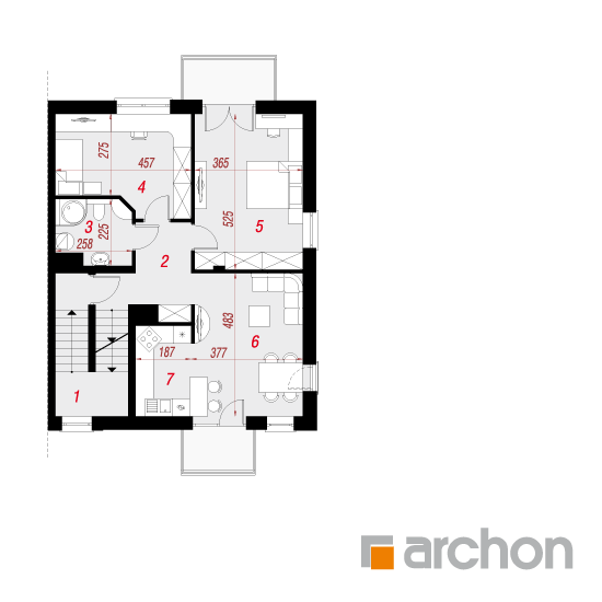 Проект будинку ARCHON+ Будинок в саговнику 3 (Б) вер. 2 План першого поверху