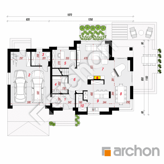 Проект дома ARCHON+ Дом в каннах 4 (Г2) План першого поверху