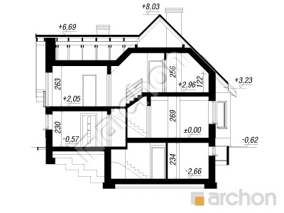 Проект дома ARCHON+ Дом в винограде 2 (П) Розріз будинку