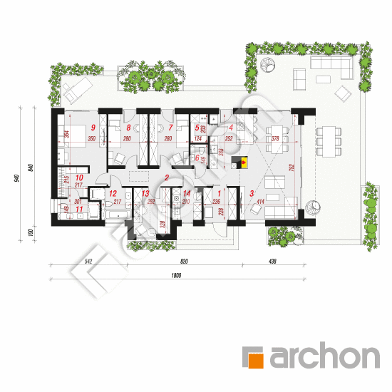 Проект дома ARCHON+ Дом в анемонах 3 План першого поверху