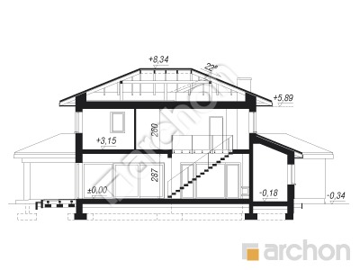 Проєкт будинку ARCHON+ Вілла Міранда 8 (Г2) Розріз будинку