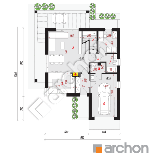 Проект дома ARCHON+ Дом в нефрисах (Г) План першого поверху