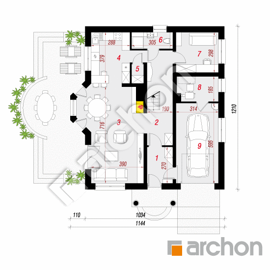 Проект дома ARCHON+ Дом в тимьяне 7 вер.2 План першого поверху
