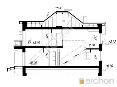 Проєкт будинку ARCHON+ Будинок в тим'яні 7 вер. 2 Розріз будинку