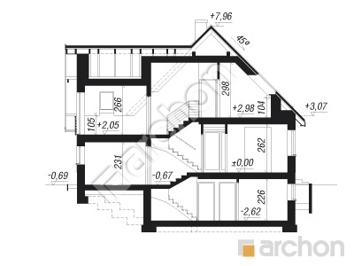 Проект дома ARCHON+ Дом под каштаном 3 (ПН) Розріз будинку
