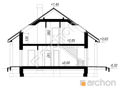 Проєкт будинку ARCHON+ Будинок мініатюрка (Н) вер.2 Розріз будинку