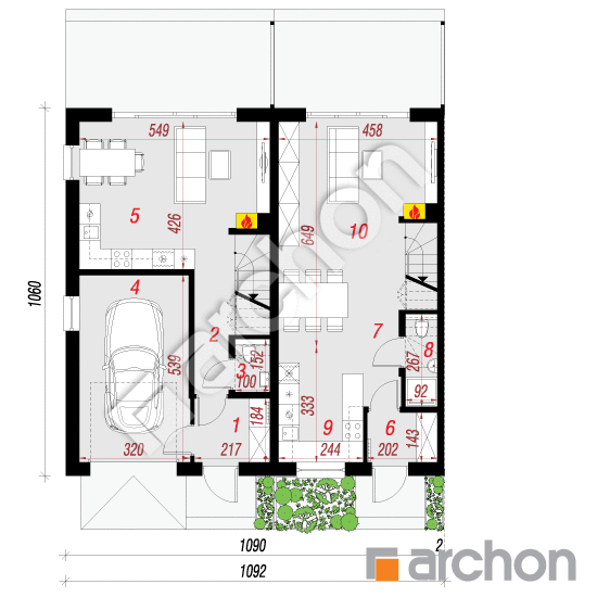 Проект будинку ARCHON+ Будинок в рівіях 17 (ГР2Б) План першого поверху
