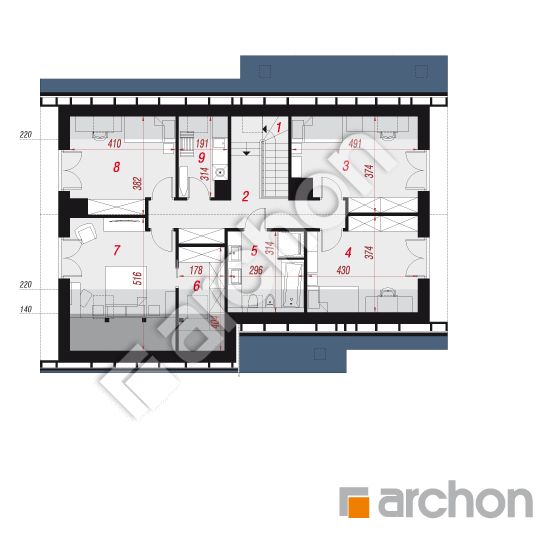 Проект будинку ARCHON+ Будинок в яблонках 15 (Г2) План мансандри