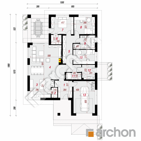 Проект дома ARCHON+ Дом в ренклодах 6 (Г) План першого поверху