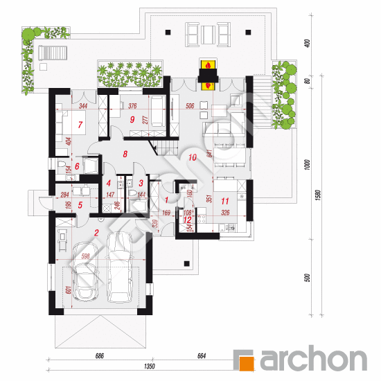 Проект будинку ARCHON+ Будинок в первоцвітах (Г2) План першого поверху