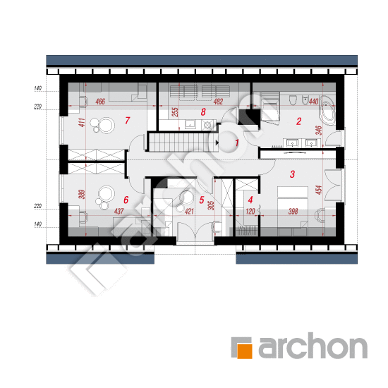 Проект дома ARCHON+ Дом в изопируме 6 (Г2) План мансандри