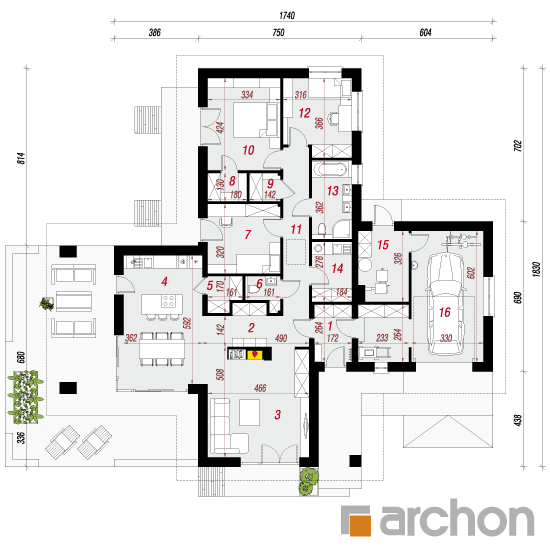 Проект будинку ARCHON+ Будинок під вишнями 2 План першого поверху