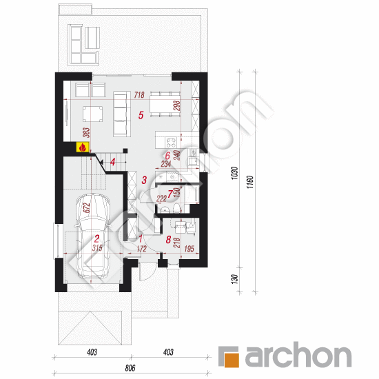 Проект дома ARCHON+ Дом в клематисах 24 План першого поверху