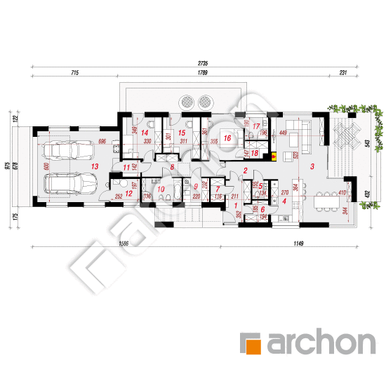 Проект будинку ARCHON+ Будинок в хурмах План першого поверху