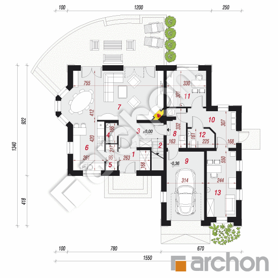 Проект будинку ARCHON+ Будинок в нагетках 4 План першого поверху