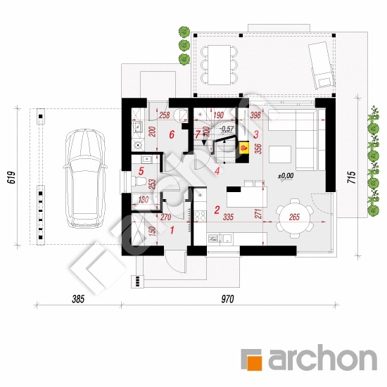 Проект будинку ARCHON+ Будинок в тритомах (А) План першого поверху