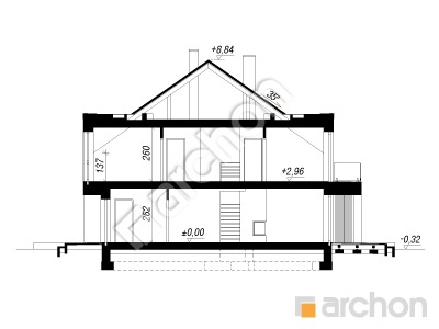 Проєкт будинку ARCHON+ Будинок в клематисах 33 (ГБ) Розріз будинку
