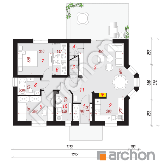 Проект будинку ARCHON+ Будинок в ожині 2 (ПД) вер. 2 План першого поверху