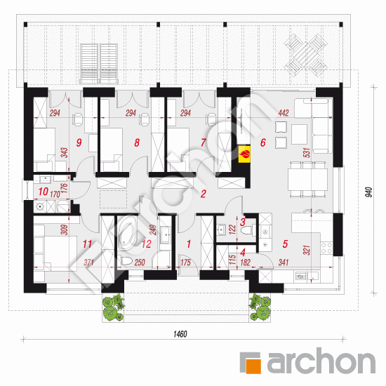 Проект дома ARCHON+ Дом в овсянницах 5 (А) План першого поверху