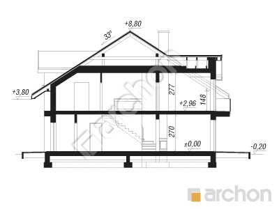 Проєкт будинку ARCHON+ Будинок під гінко 11 (ГР2) Розріз будинку