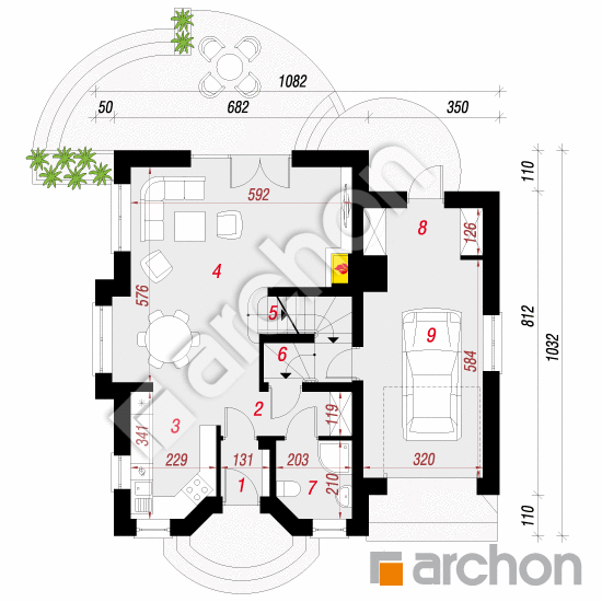 Проект будинку ARCHON+ Будинок в антонівці (ГПТ) План першого поверху