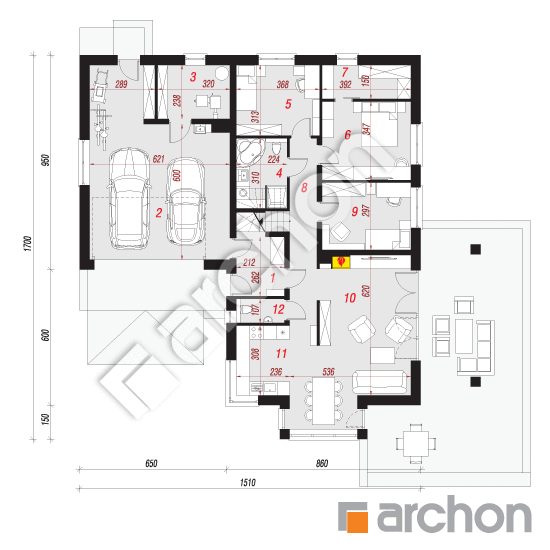 Проект дома ARCHON+ Дом в повоях 3 (Г2) План першого поверху