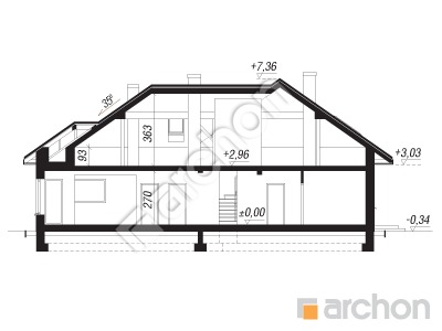Проект дома ARCHON+ Дом в повоях 3 (Г2) Розріз будинку