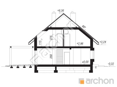 Проект дома ARCHON+ Дом в гвоздиках (Г2) Розріз будинку