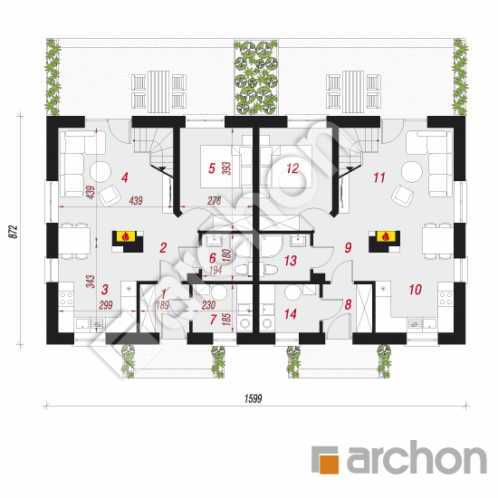 Проект будинку ARCHON+ Будинок в суниці 2 (Р2) План першого поверху