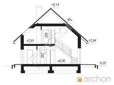 Проект дома ARCHON+ Дом в землянике 2 (Р2) Розріз будинку