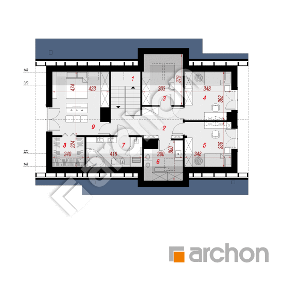 Проект будинку ARCHON+ Будинок в макадамії (Р2) вер.2 План мансандри