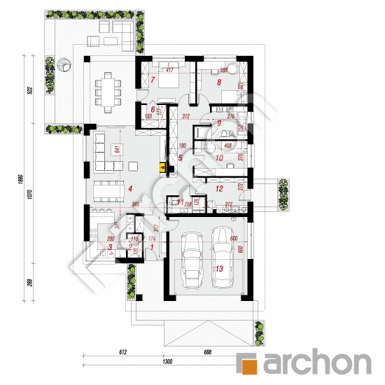 Проект дома ARCHON+ Дом в ренклодах 15 (Г2) План першого поверху