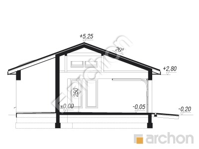 Проект дома ARCHON+ Г23 - Трехместный гараж Розріз будинку