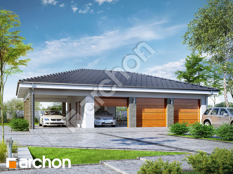 Проект дома ARCHON+ Г23 - Трехместный гараж Вид 1