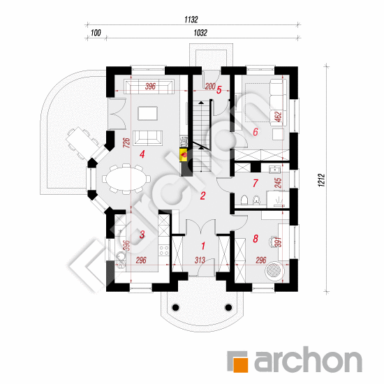 Проект будинку ARCHON+ Будинок в тим'яні 10 (П) План першого поверху