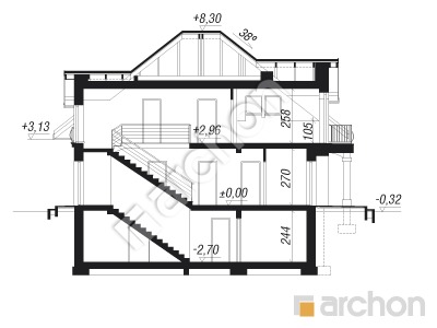 Проект дома ARCHON+ Дом в тимьяне 10 (П) Розріз будинку