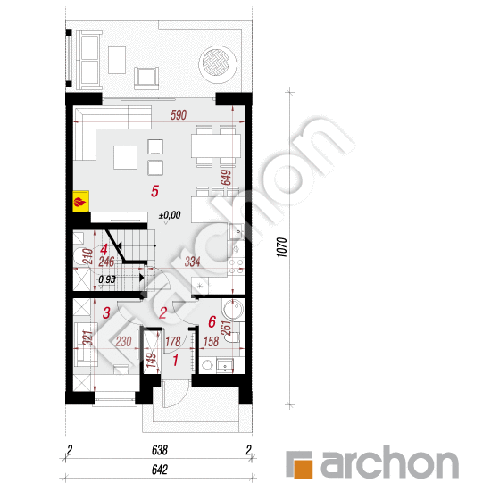 Проект дома ARCHON+ Дом в клематисах 2 (С) План першого поверху