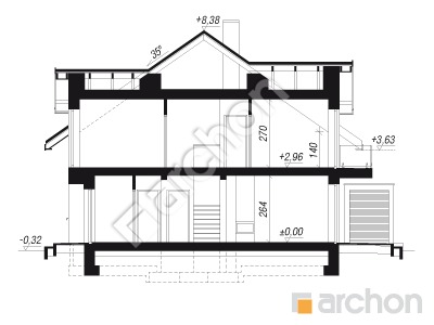 Проект дома ARCHON+ Дом в клематисах 2 (С) Розріз будинку