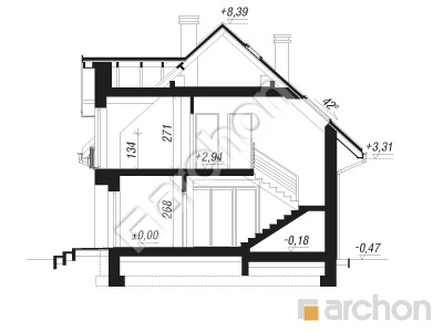 Проект дома ARCHON+ Дом в люцерне 6 (Р2) Розріз будинку