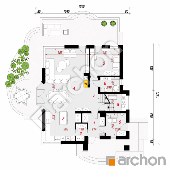 Проект дома ARCHON+ Дом в зефирантесе 3 План першого поверху