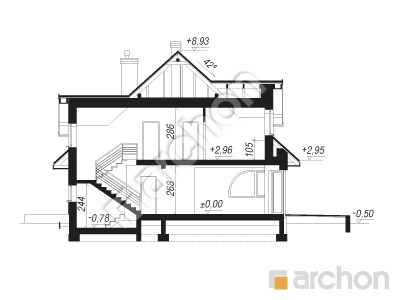 Проєкт будинку ARCHON+ Будинок в зефірантесі 3 Розріз будинку