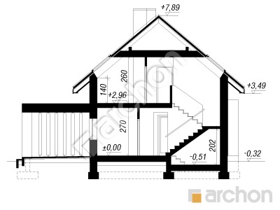Проект дома ARCHON+ Дом в плантагинесах Розріз будинку