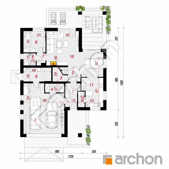 Проект будинку ARCHON+ Будинок в крокосміях (Г2) План першого поверху