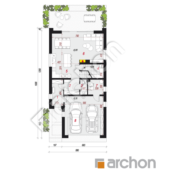 Проект будинку ARCHON+ Будинок в очитках (Г2) План першого поверху